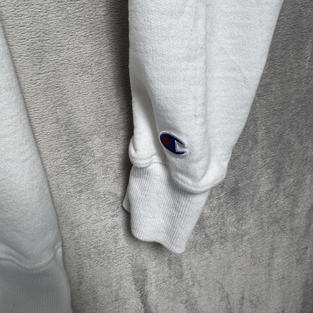 Champion Hoodie Mens Large White Rainbow Graphic Pullover Fleece Sweatshirt - Picture 4 of 9